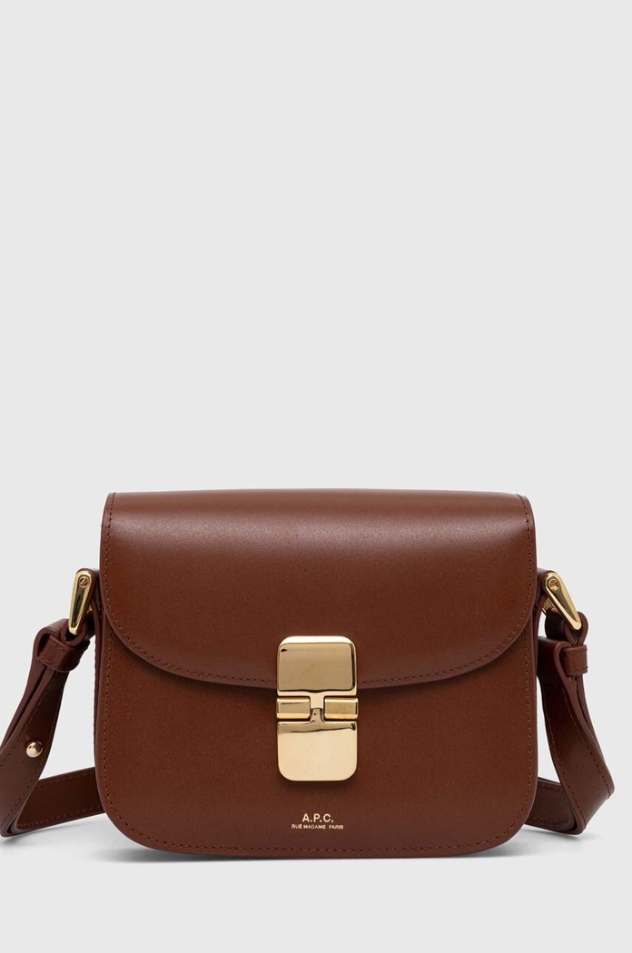 A.P.C. poșetă de piele A.P.C. Sac Grace Mini maro PXBMW.F61515