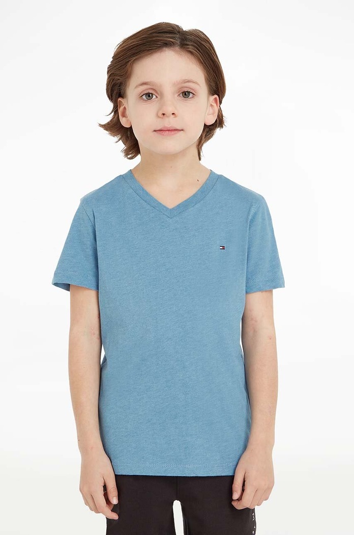 Dětské tričko Tommy Hilfiger 74-176 cm V výstřih modrá KB0KB04142