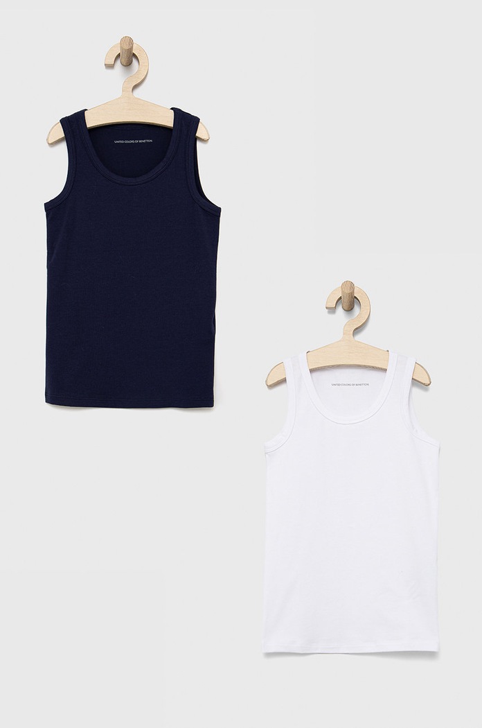 United Colors of Benetton top dziecięcy (2-pack) z elastanem granatowy 3MC10H014.G.CONTINUATIV