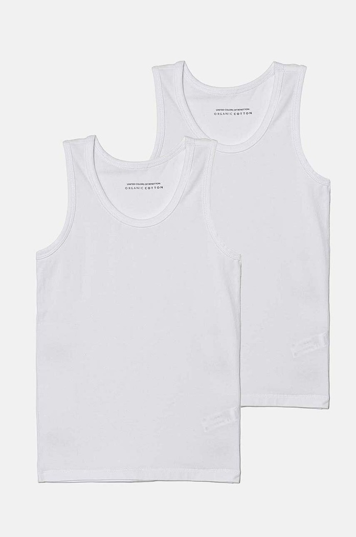 Παιδικό μπλουζάκι United Colors of Benetton 2-pack με ελαστάν λευκό 3OP80H014.G.CONTINUATIV