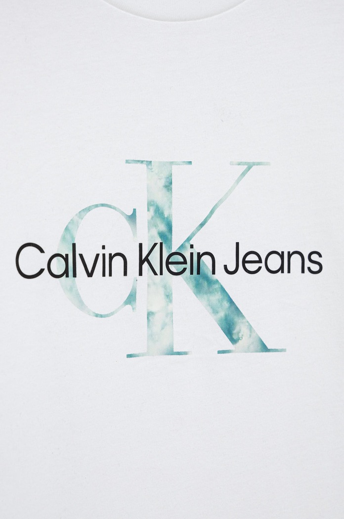 Chłopiec Calvin Klein Jeans t-shirt bawełniany dziecięcy IU0IU00267.9BYY IU0IU00267.9BYY biały