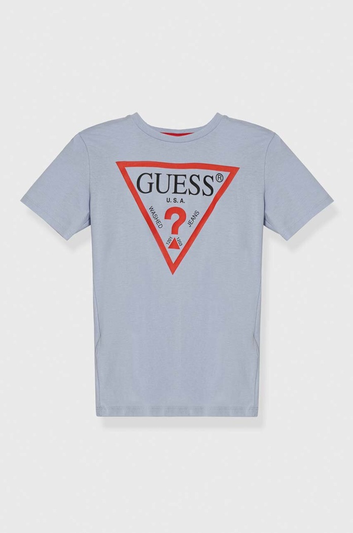 Guess T-shirt bawełniany dziecięcy niebieski L73I55.K8HM0.PPYH