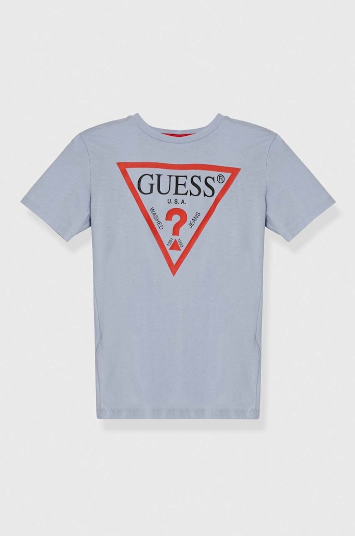 Guess T-shirt bawełniany dziecięcy niebieski L73I55.K8HM0.PPYH