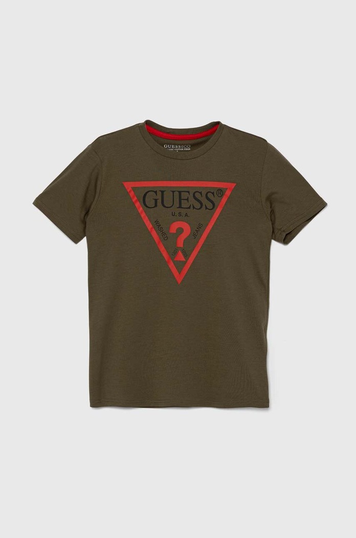 Guess t-shirt bawełniany dziecięcy nadruk zielony L73I55.K8HM0.9BYH