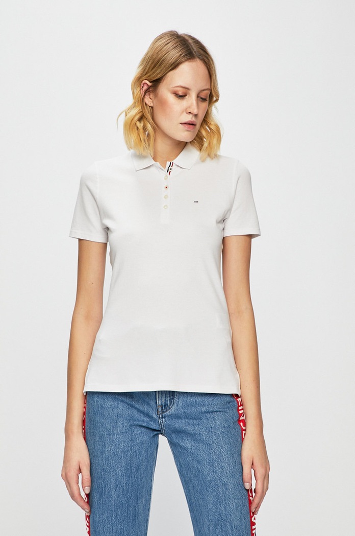 Tommy Jeans - Top s elastanem bílá DW0DW04434