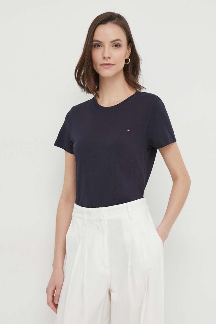 Tommy Hilfiger - Tričko bavlna tmavomodrá WW0WW22043