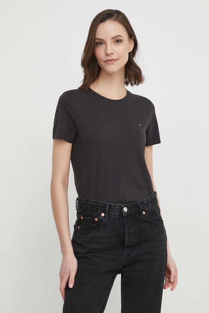 Tommy Hilfiger - Top βαμβάκι μαύρο WW0WW22043