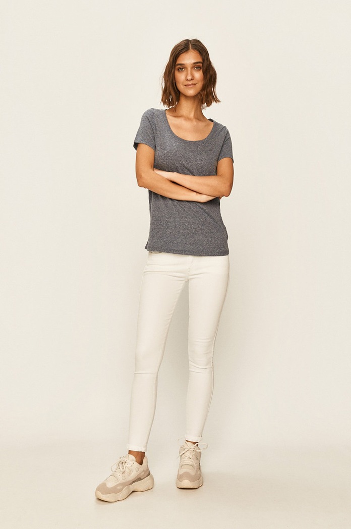 Tommy Jeans T-shirt basic damski z bawełną DW0DW04435.NOS szary AA00