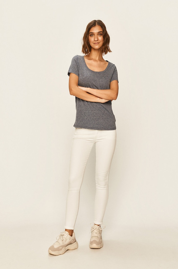 Tommy Jeans T-shirt basic damski z bawełną DW0DW04435.NOS szary AA00