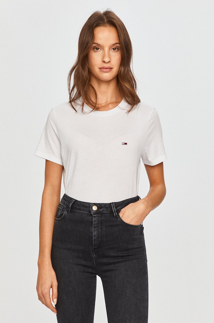 Tommy Jeans - T-shirt pamut fehér DW0DW09198.NOS