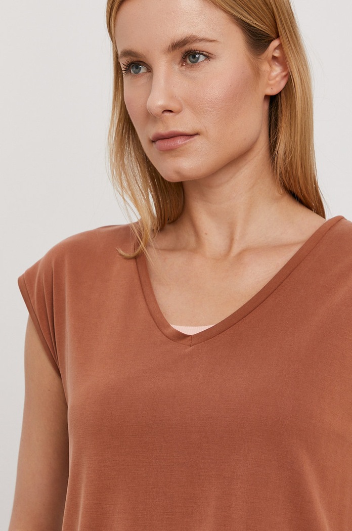 Pieces T-shirt brązowy 17095260