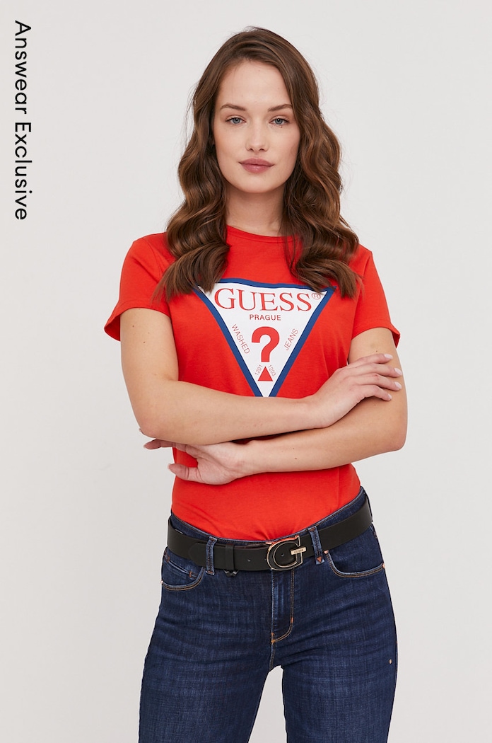 Μπλουζάκι Guess στάμπα κόκκινο W1GI45.I3Z11