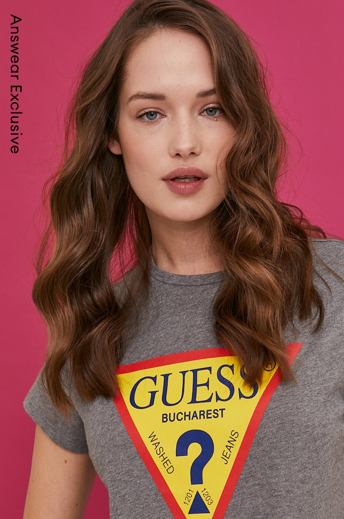 T-shirt Guess Okrogel siva W1GI53.I3Z11
