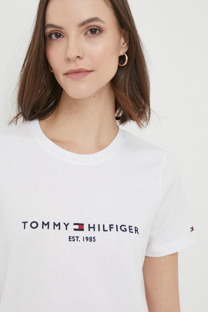 Tommy Hilfiger bombažna majica bela WW0WW31999.NOS