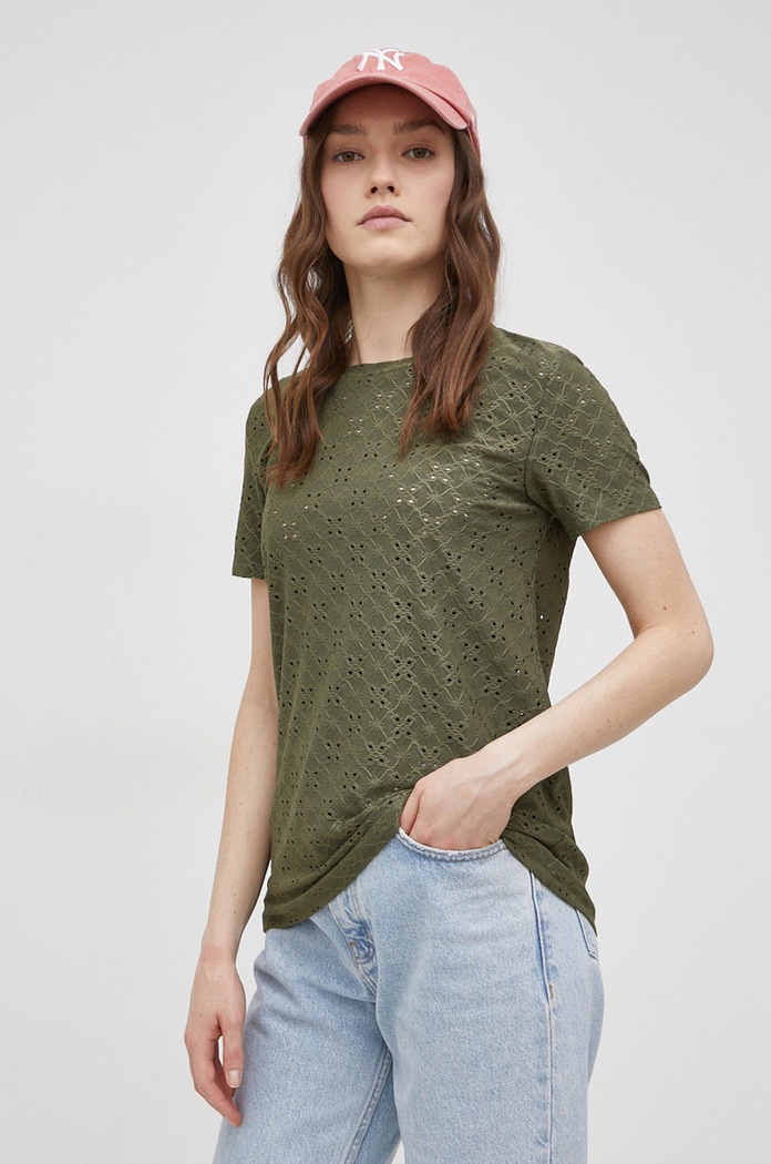 JDY T-shirt z elastanem zielony 15158450.Kalamata