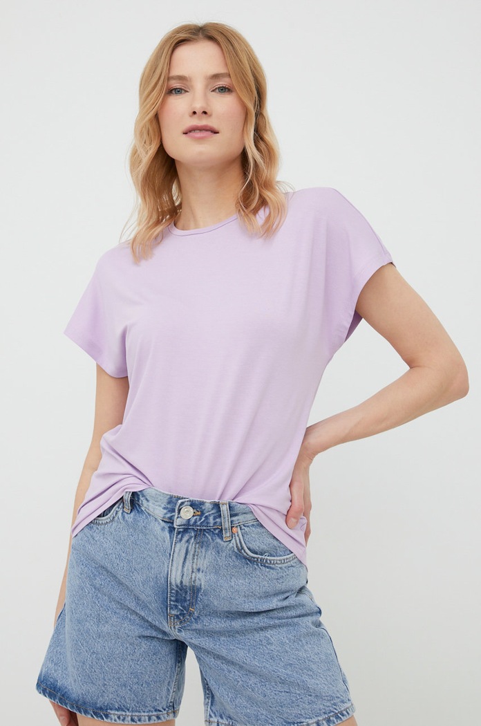 JDY t-shirt z elastanem fioletowy 15257232.Lavendula