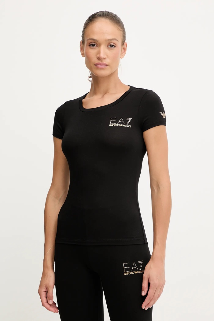 Tričko EA7 Emporio Armani slim čierna 8NTT65.TJDQZ