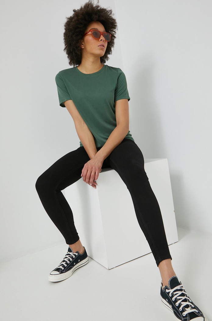 Vila T-shirt turkusowy 14068068.Pineneedle