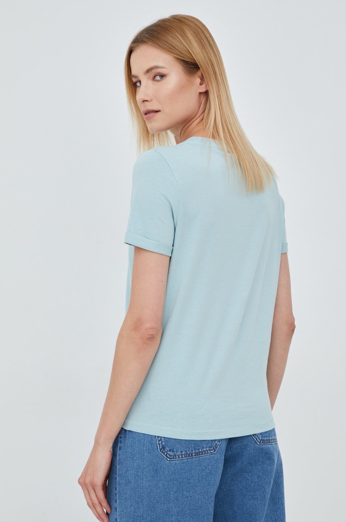 Odzież Vero Moda t-shirt bawełniany 10243889.Ether turkusowy