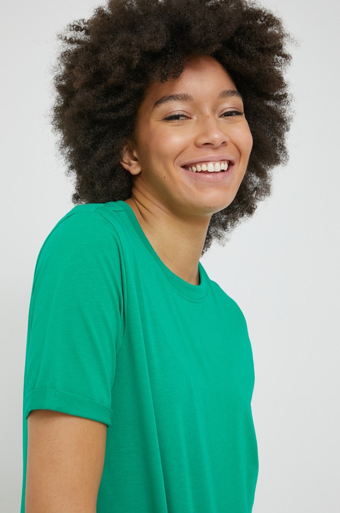 T-shirt bawełniany Pieces 17086970.Parakeet zielony