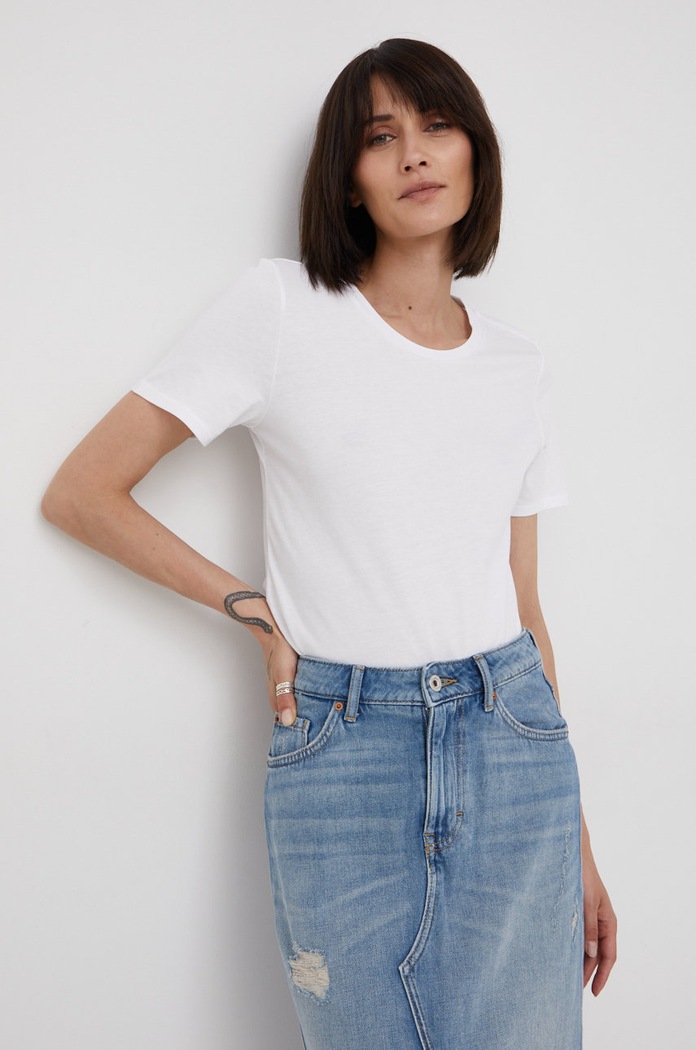 Marc O'Polo tricou din bumbac uni alb 5000009469