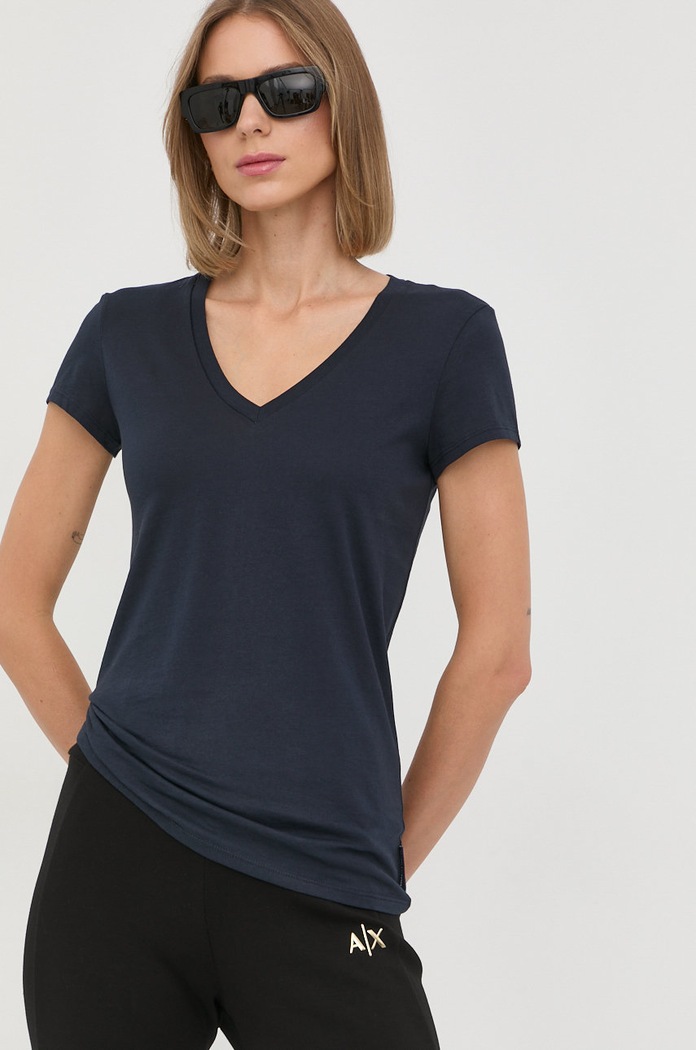 Pamučna majica Armani Exchange pamuk mornarsko plava 8NYTDH.YJ16Z.NOS