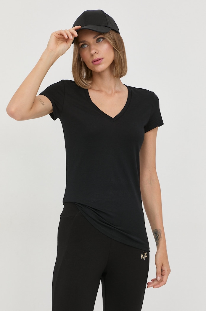 Памучна тениска Armani Exchange памук черен 8NYTDH.YJ16Z.NOS
