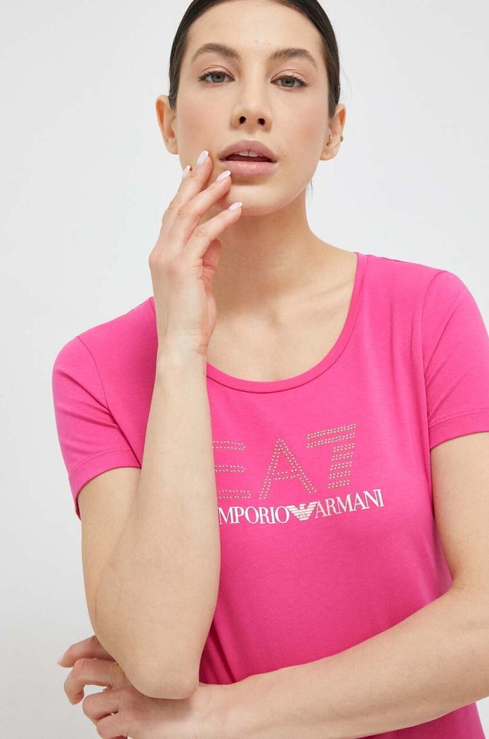 Tričko EA7 Emporio Armani s elastanem fialová 8NTT24.TJ2HZ.NOS