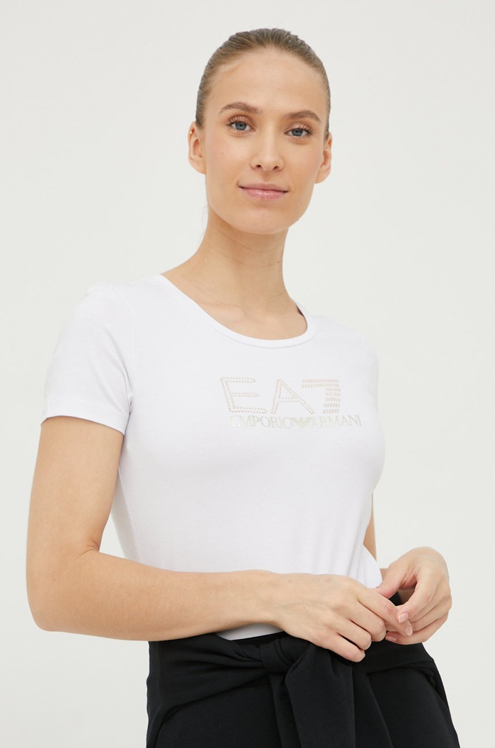 EA7 Emporio Armani t-shirt 8NTT24.TJ2HZ.NOS aplikacja biały 8NTT24.TJ2HZ.NOS