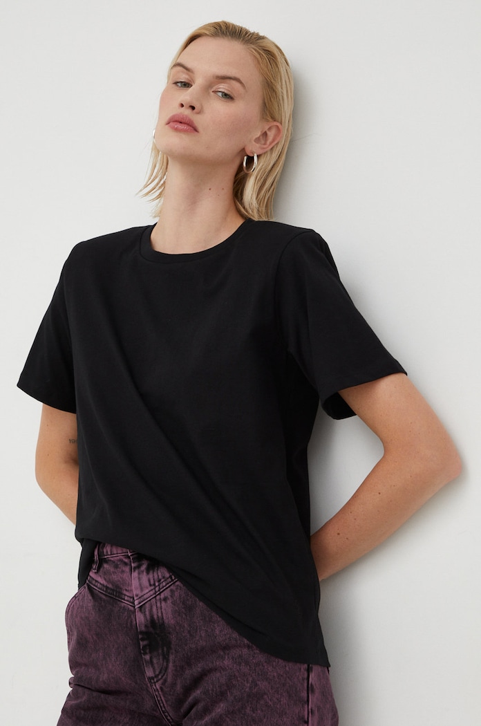 Gestuz tricou din bumbac uni negru 10905060.NOOS