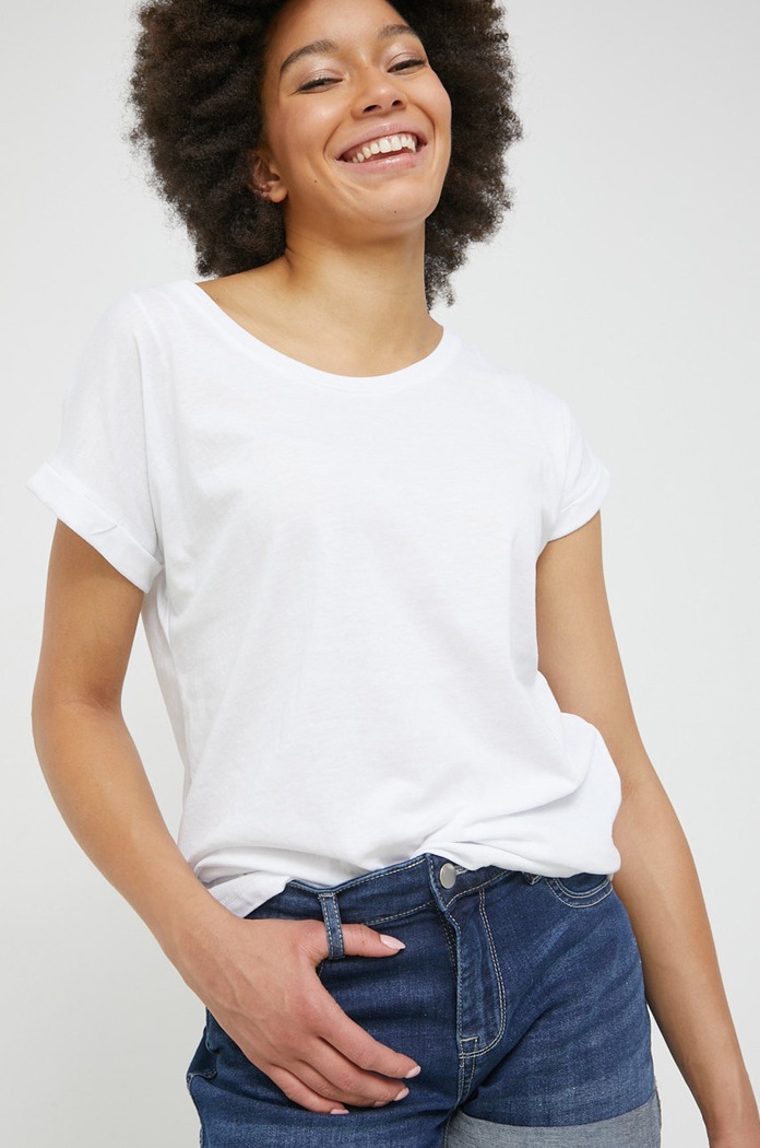 Vila t-shirt pozostałe biały 14083083.OpticalSno