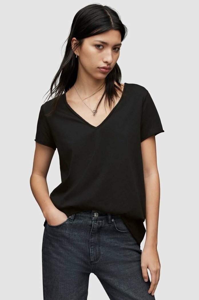 AllSaints T-shirt bawełniany EMELYN TONIC TEE czarny WM115P