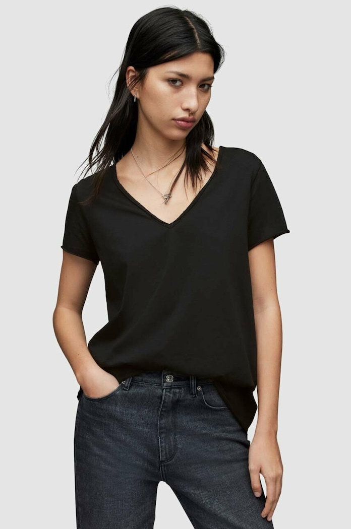 AllSaints T-shirt bawełniany EMELYN TONIC TEE czarny WM115P