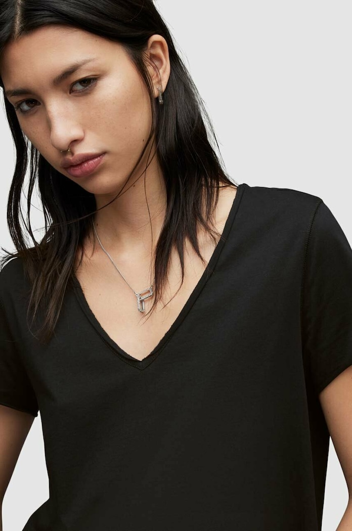 AllSaints T-shirt bawełniany EMELYN TONIC TEE WM115P czarny AA00