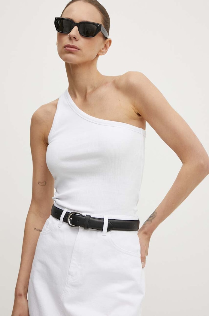 Gestuz top Drew uni alb 10906258