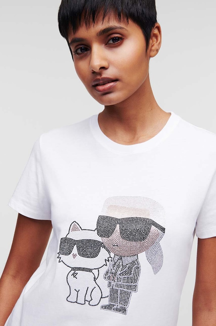 Bavlnené tričko Karl Lagerfeld 230W1772 biela AA00