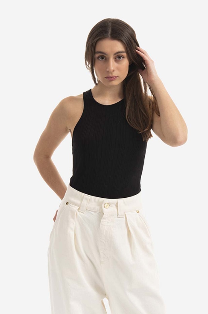 Tom Wood top Rib Tank Top slim black 22171.999