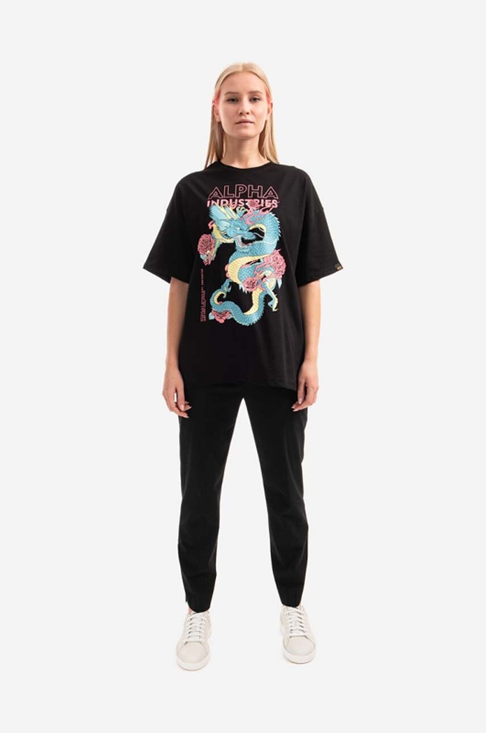 Alpha Industries cotton T-shirt Heritage Dragon OS T 106064.03 black AA00