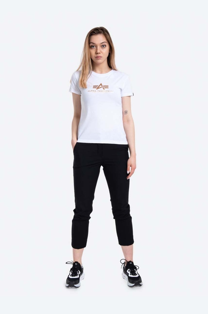 Alpha Industries cotton T-shirt New Basic T Foil Print 196051FP.529 white AA00