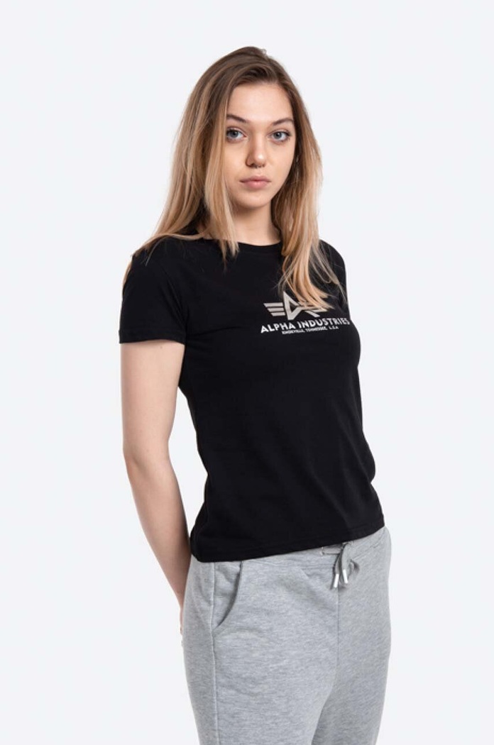 Alpha Industries cotton T-shirt New Basic T Foil Print cotton black 196051FP.530