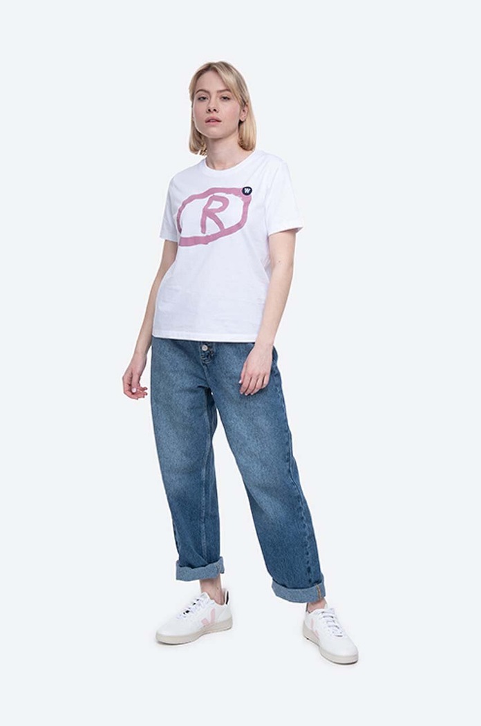 Bavlněné tričko Wood Wood Mia T-shirt 10112508.2222 bílá AA00