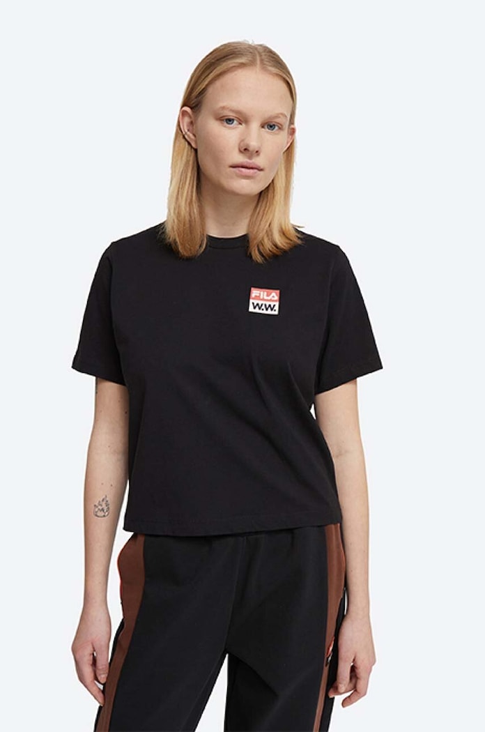 Wood Wood t-shirt in cotone Steffi T-Shirt x Fila sovrastampa nero 688376.A296