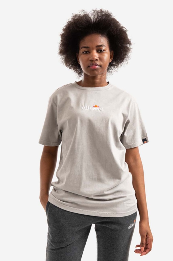Bavlněné tričko Ellesse kulatý šedá SGL13148