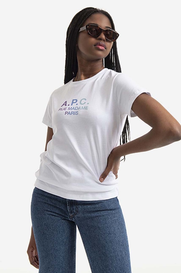 A.P.C. t-shirt bawełniany Jenny nadruk biały COEAV.F26091