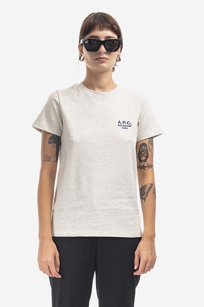 A.P.C. T-shirt bawełniany Denise szary COEZC.F26842