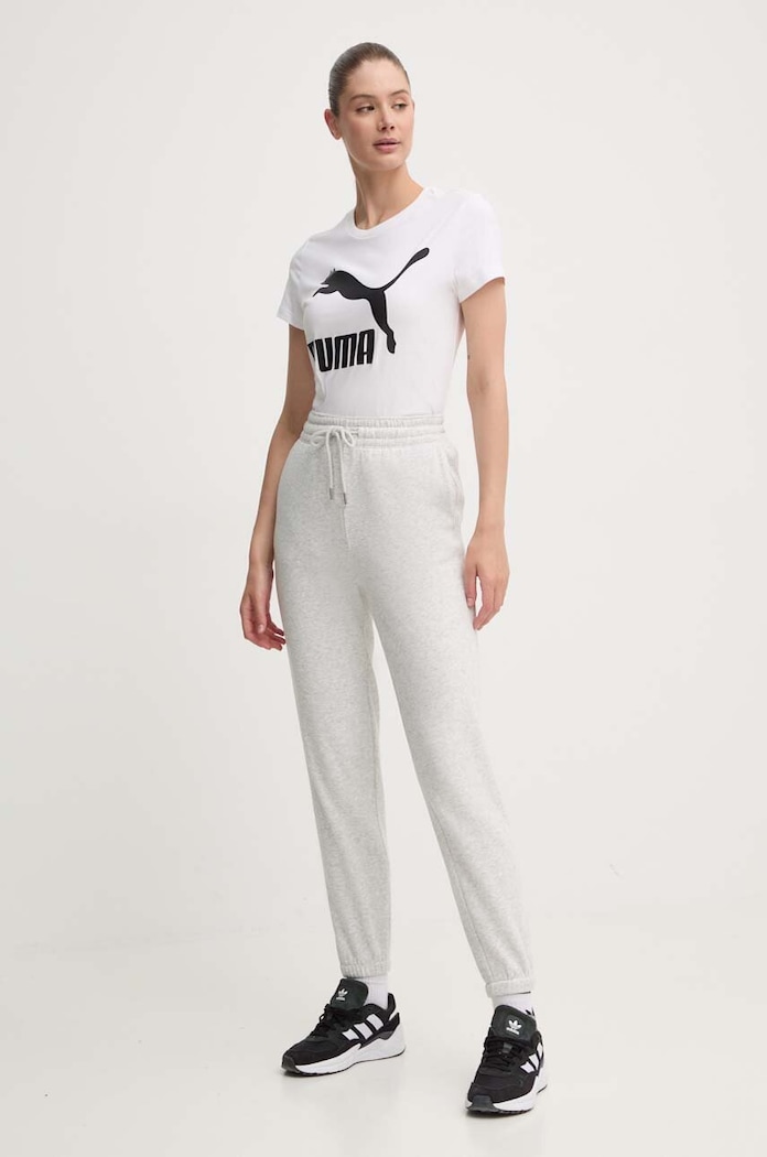 Puma tricou din bumbac Classic Logo Tee 530076.02 alb AW23