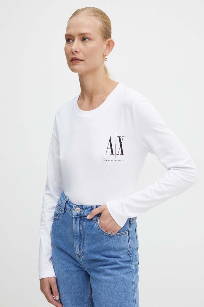 Armani Exchange longsleeve bawełniany biały 8NYTLX.YJG3Z.NOS