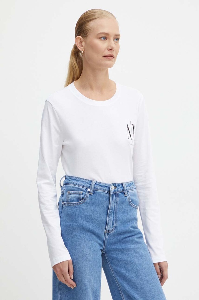 Armani Exchange longsleeve bawełniany biały 8NYTLX.YJG3Z.NOS