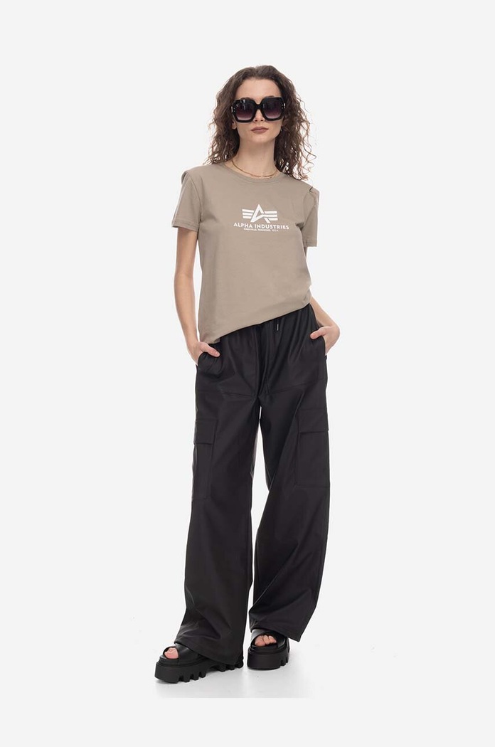 Bavlněné tričko Alpha Industries New Basic T Wmn 196051.679 béžová SS25