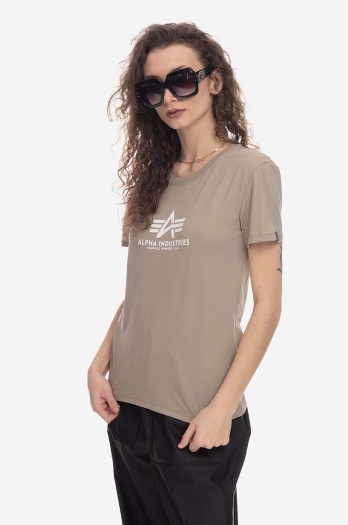Oblečení Bavlněné tričko Alpha Industries New Basic T Wmn 196051.679 béžová